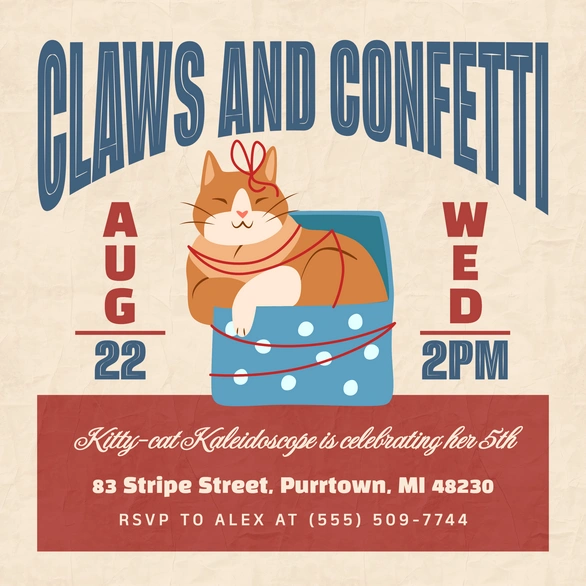 Cat Birthday Party Invitation