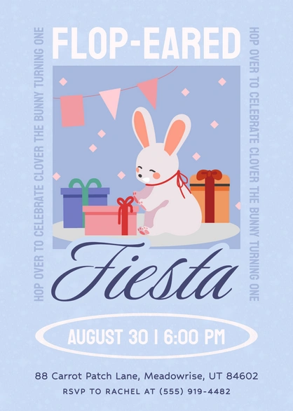 Bunny-themed birthday invitation