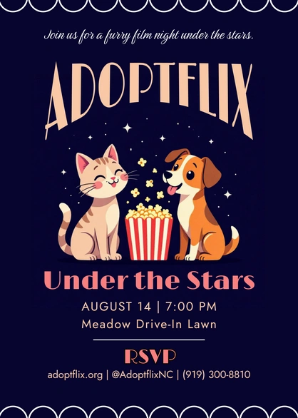 Film night event invitation featuring pets
