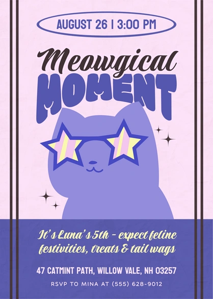 Cat Birthday Invitation