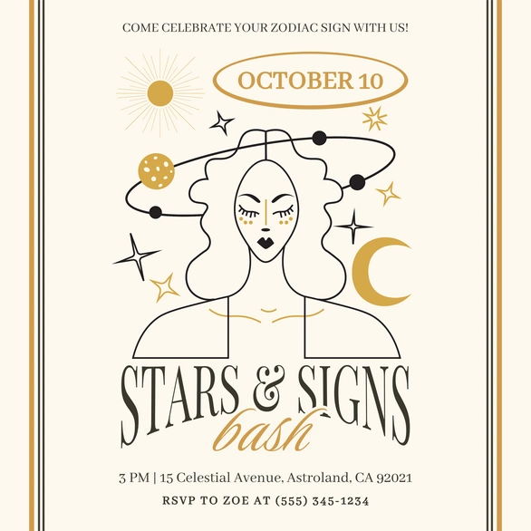 Astrology-themed party invitation