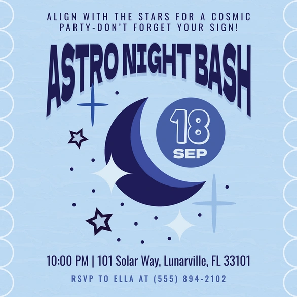 Astro-themed party invitation