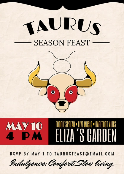 Taurus Season Feast Invitation