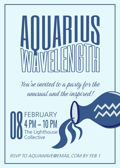 Invitation for Aquarius-themed party