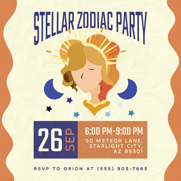 Zodiac-themed party invitation