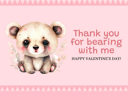Cute Bear Illustration Valentine's Appreciation Postcard