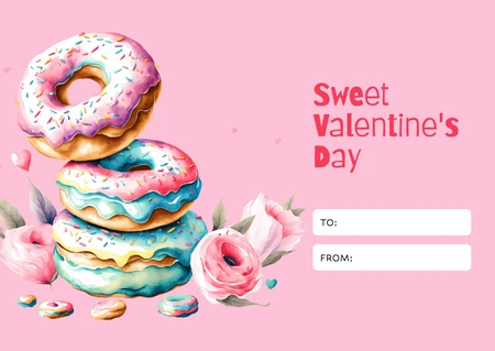 Delicious Donut Stack Illustration for Valentine's Day Card