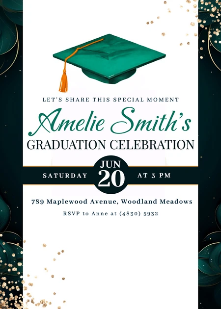 Elegant Green Graduation Celebration Invitation