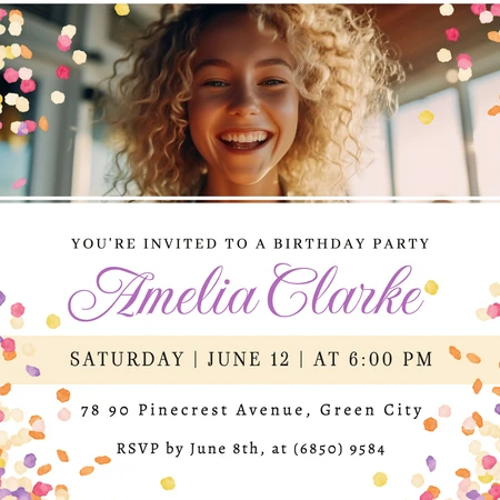 Amelia Clarke's Birthday Party Invitation